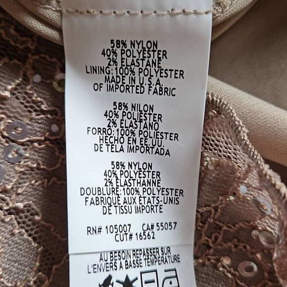 MARINA Lace Sequin Fully Lined Cocktail Dress Taupe 8 - Picture 6 of 9